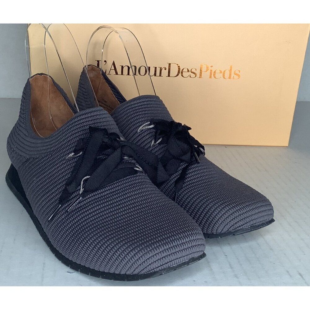 L'Amour Des Pieds Women's 7.5 Dark Gray Black stretch loafers - New